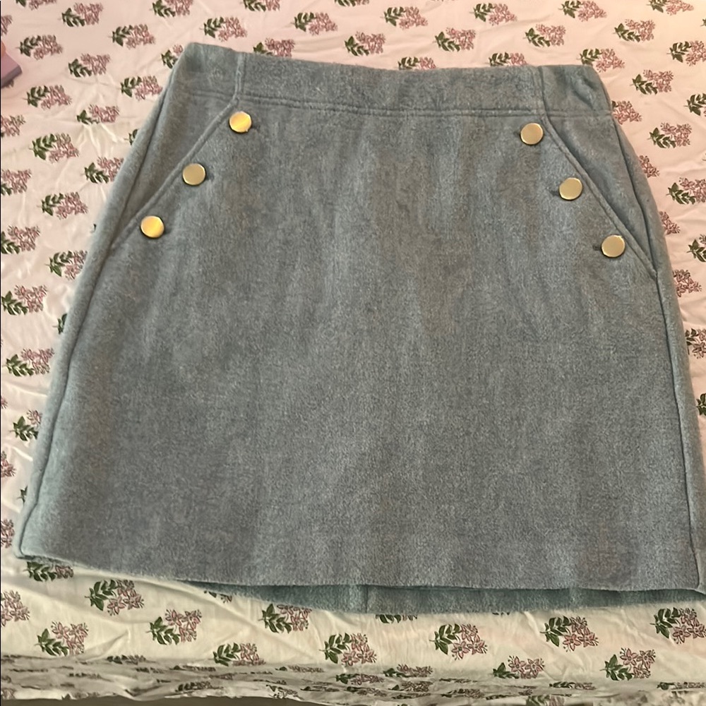 LOFT Gray Mini Skirt with Gold Buttons